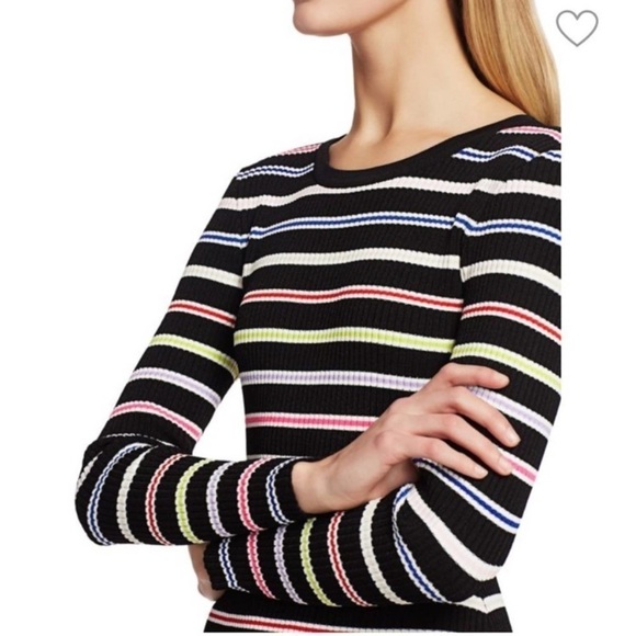 Milly Striped Knit Ribbed Bodycon Long Sleeve Dress Size 0-2 (Milly Size P) - Picture 4 of 13